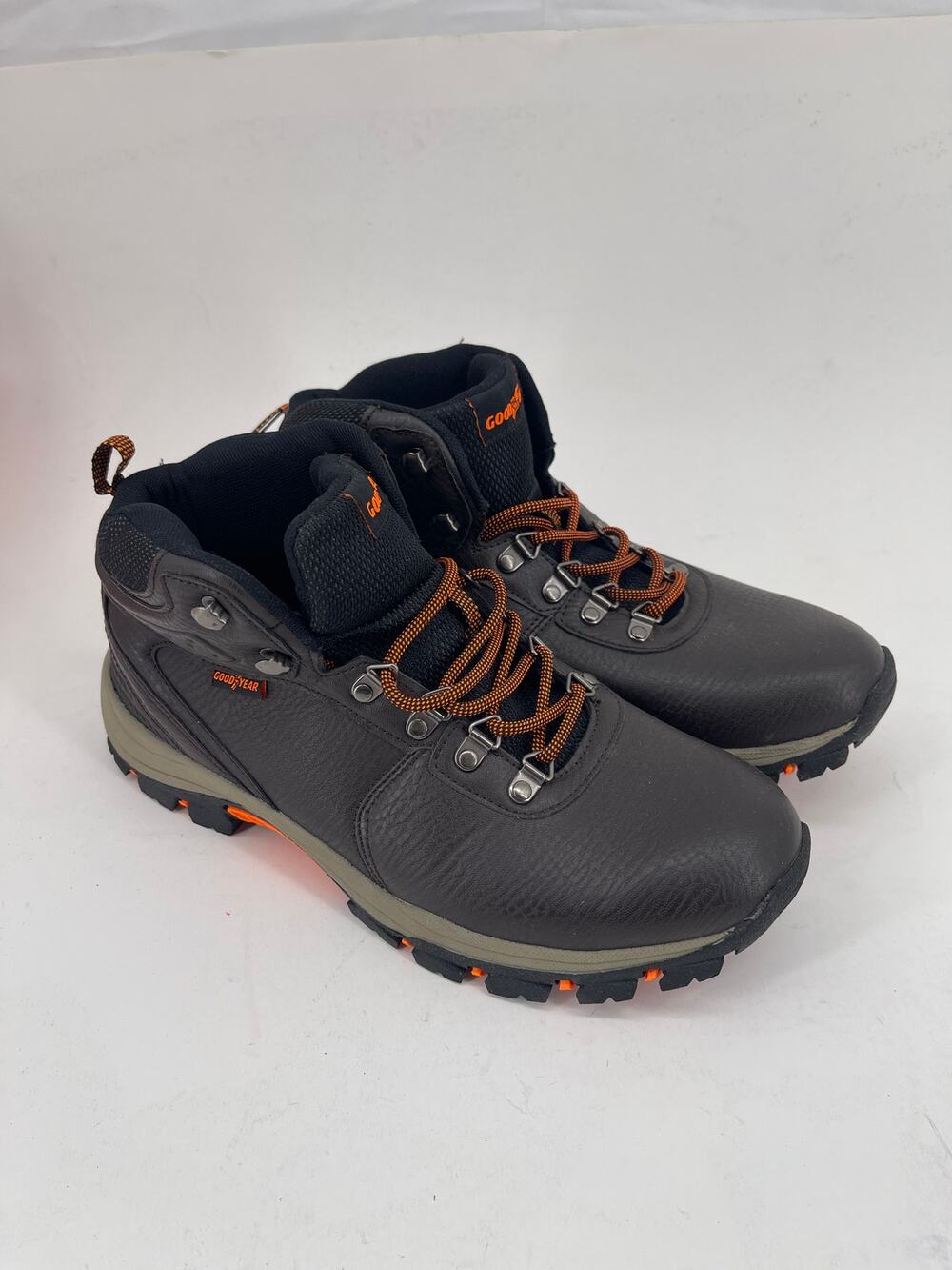 Goodyear Men's Black Hiking Boots with Orange Accents, Size: 10.5